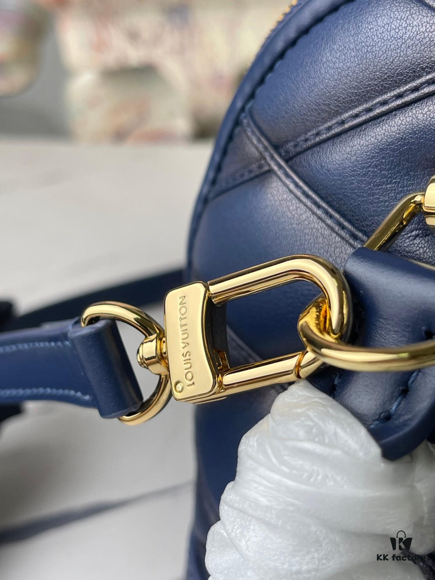 Top Quality Original Design Exclusive Real Shot M23666 Deep Blue Diamond Quilted Full Leather Clam Shell Bag Series Alma BB Handbag