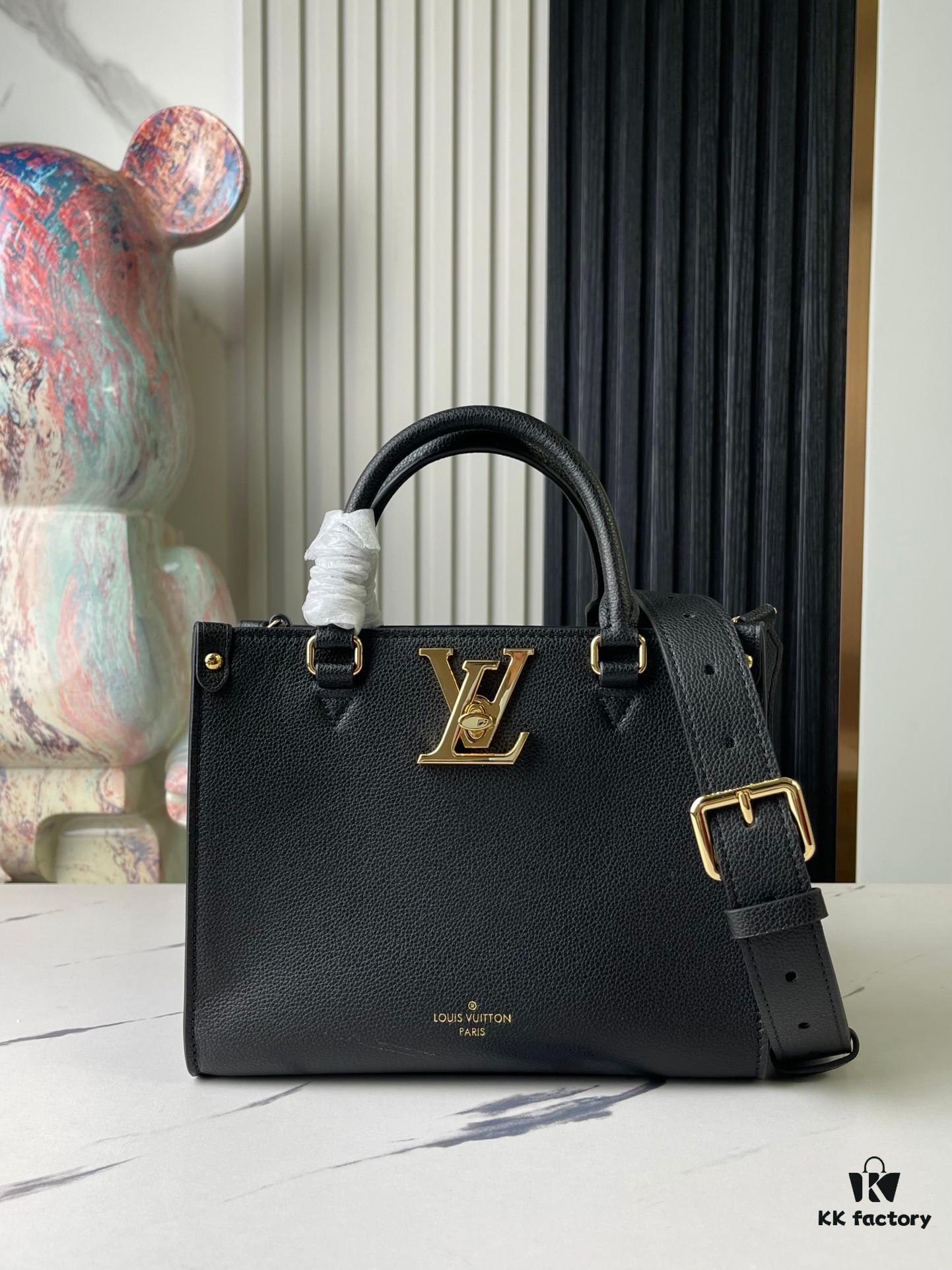Top-Quality Original Order Exclusive Real Shot M22311 Black Full Leather Square Bag Series Lock & Go Handbag M23637