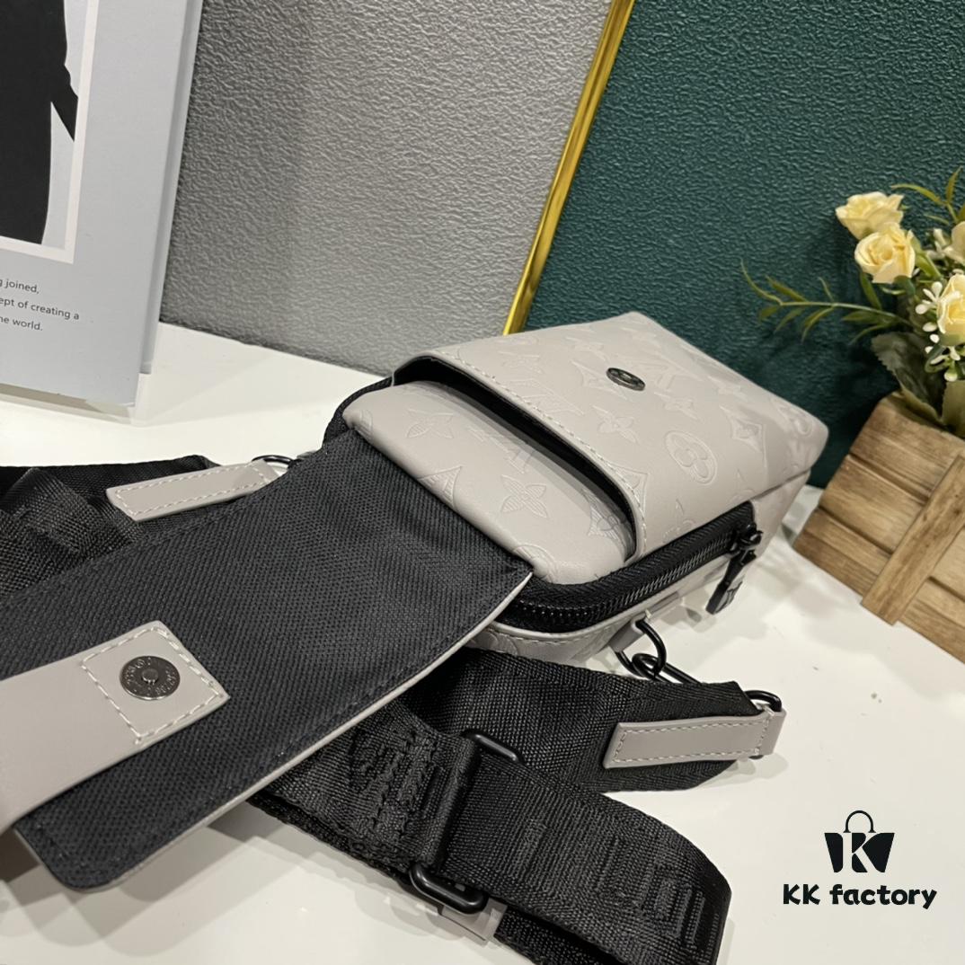 Upgraded Version! Latest Release! M81321 M81323 M81005 Black Grey Floral, Black Embossed, Grey Embossed Flap Double Phone Pouch — A Capsule Collection by Japanese Designer and DJ Nigo and Virgil Abloh for Louis Vuitton. This Flap Double phone bag features a shoulder strap, black-silver two-tone flap, messenger-style design, ideal for storing your phone and daily essentials.