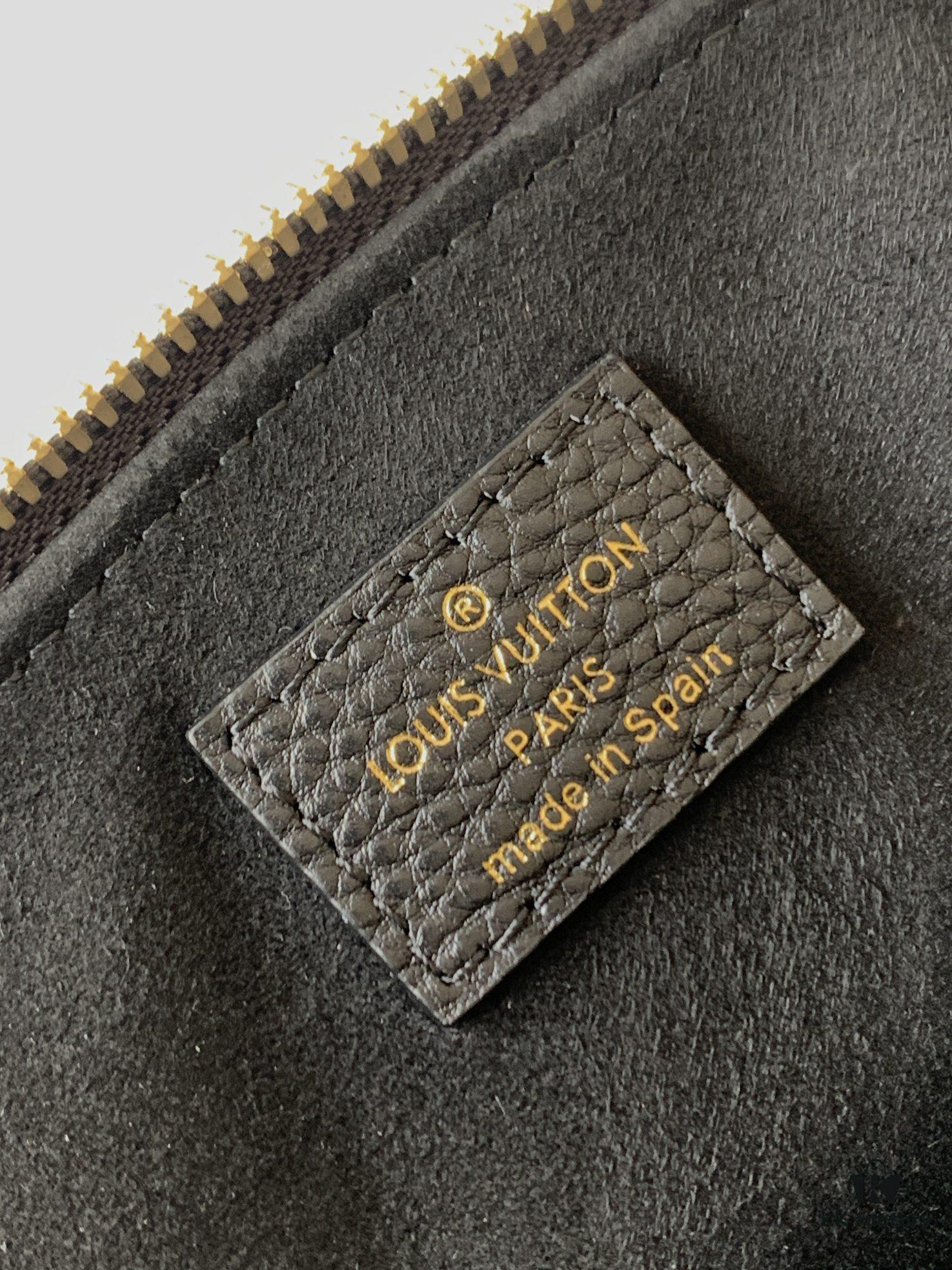 Petit Palais Handbag in Grained Leather with Monogram Flower and LV Initials