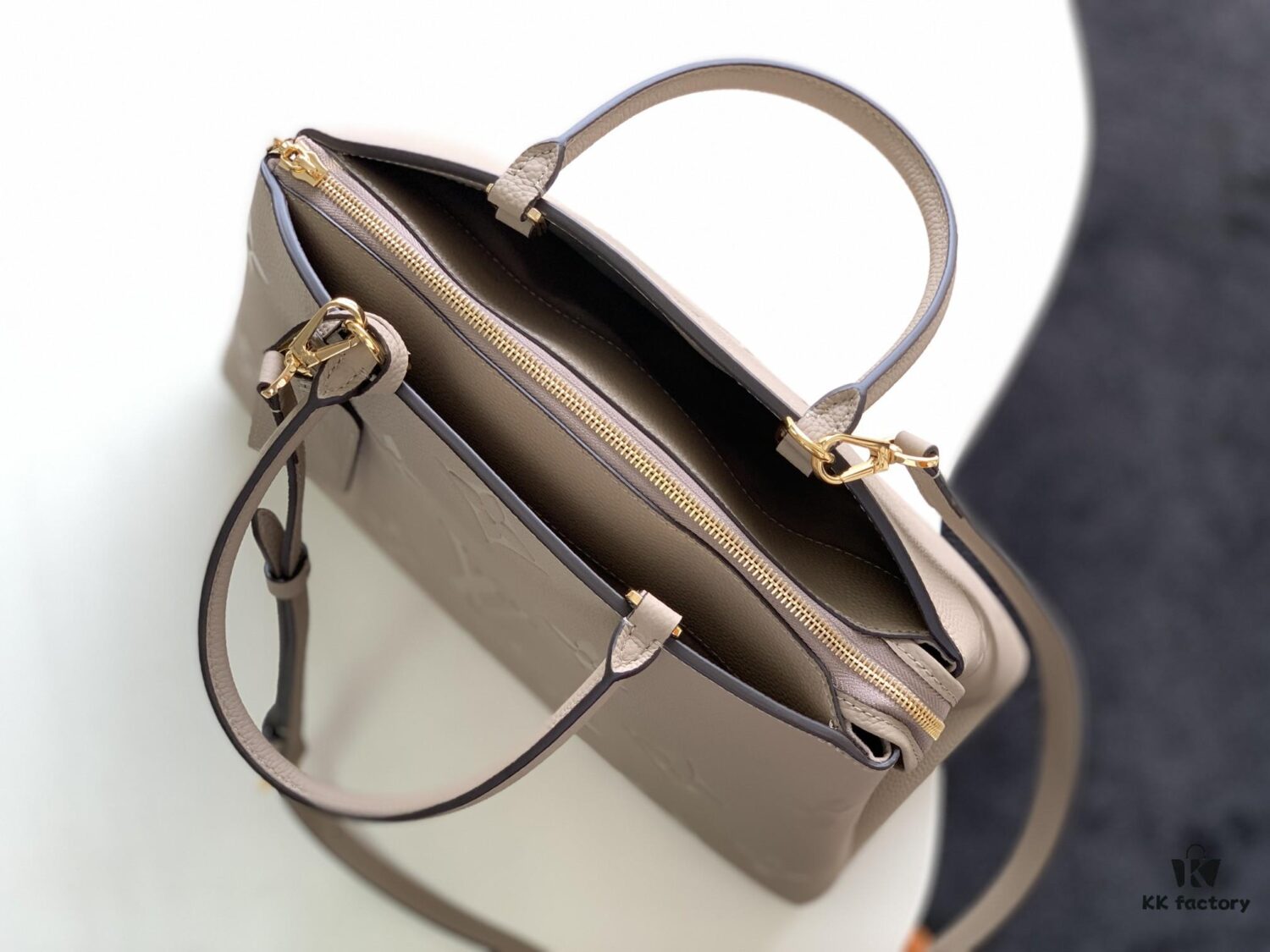 Petit Palais Handbag in Grained Leather with Monogram Flower Embossing