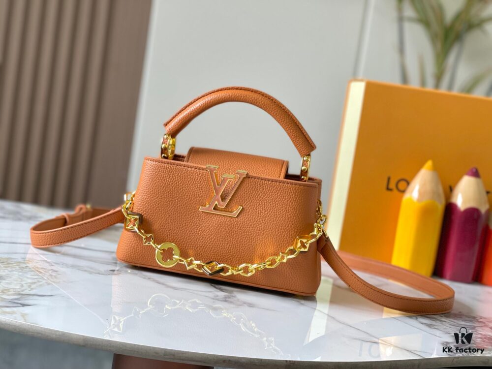 Guangzhou Stock Top Quality Original M14393 Brown Capucines East West Mini Handbag