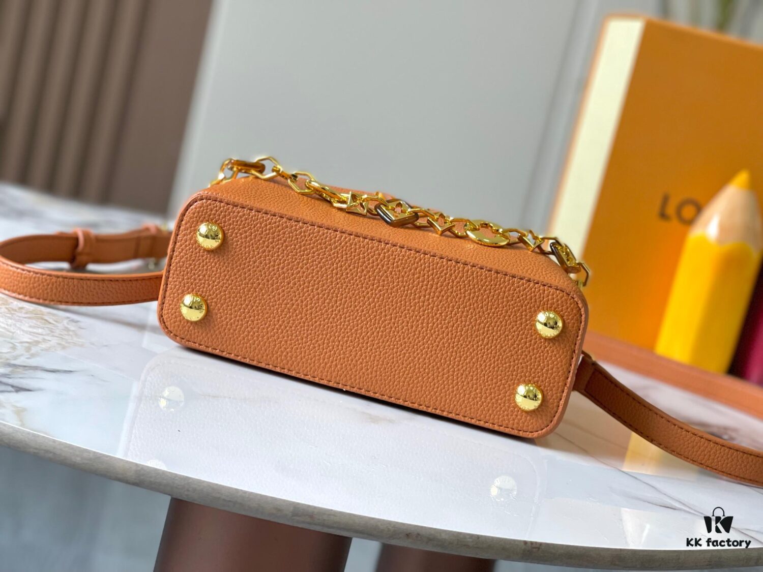 Guangzhou Stock Top Quality Original M14393 Brown Capucines East West Mini Handbag