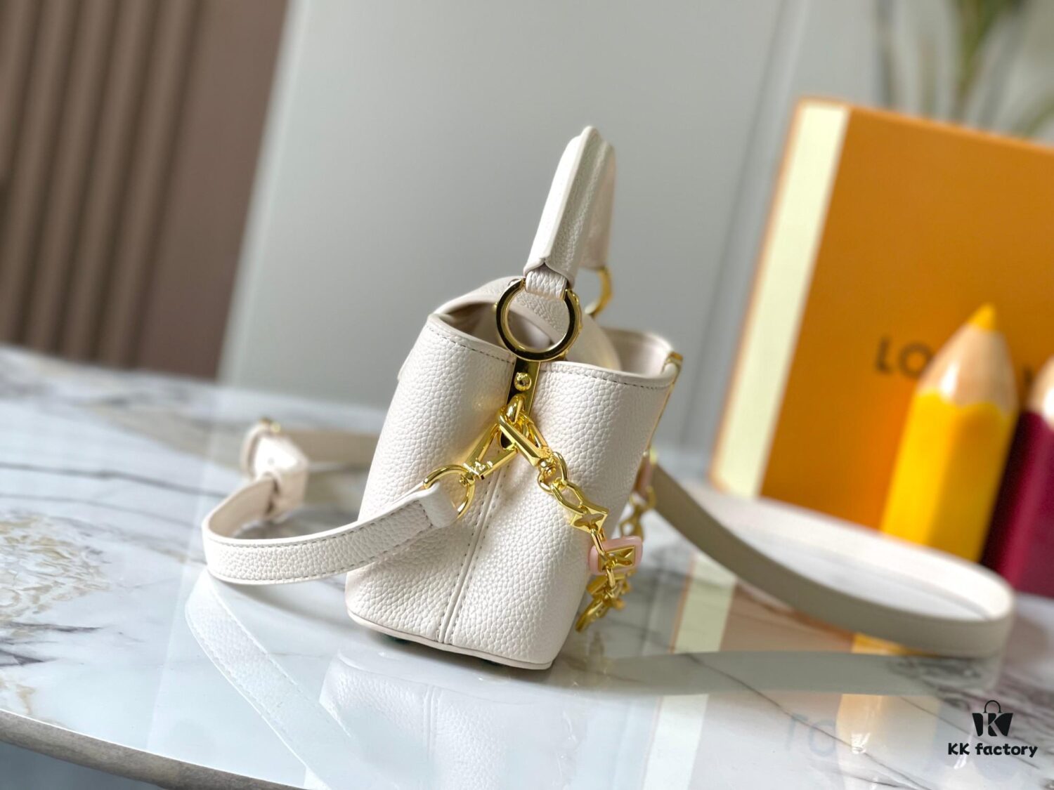 Top-Quality Guangzhou Stock M14393 White Capucines East West Mini Bag