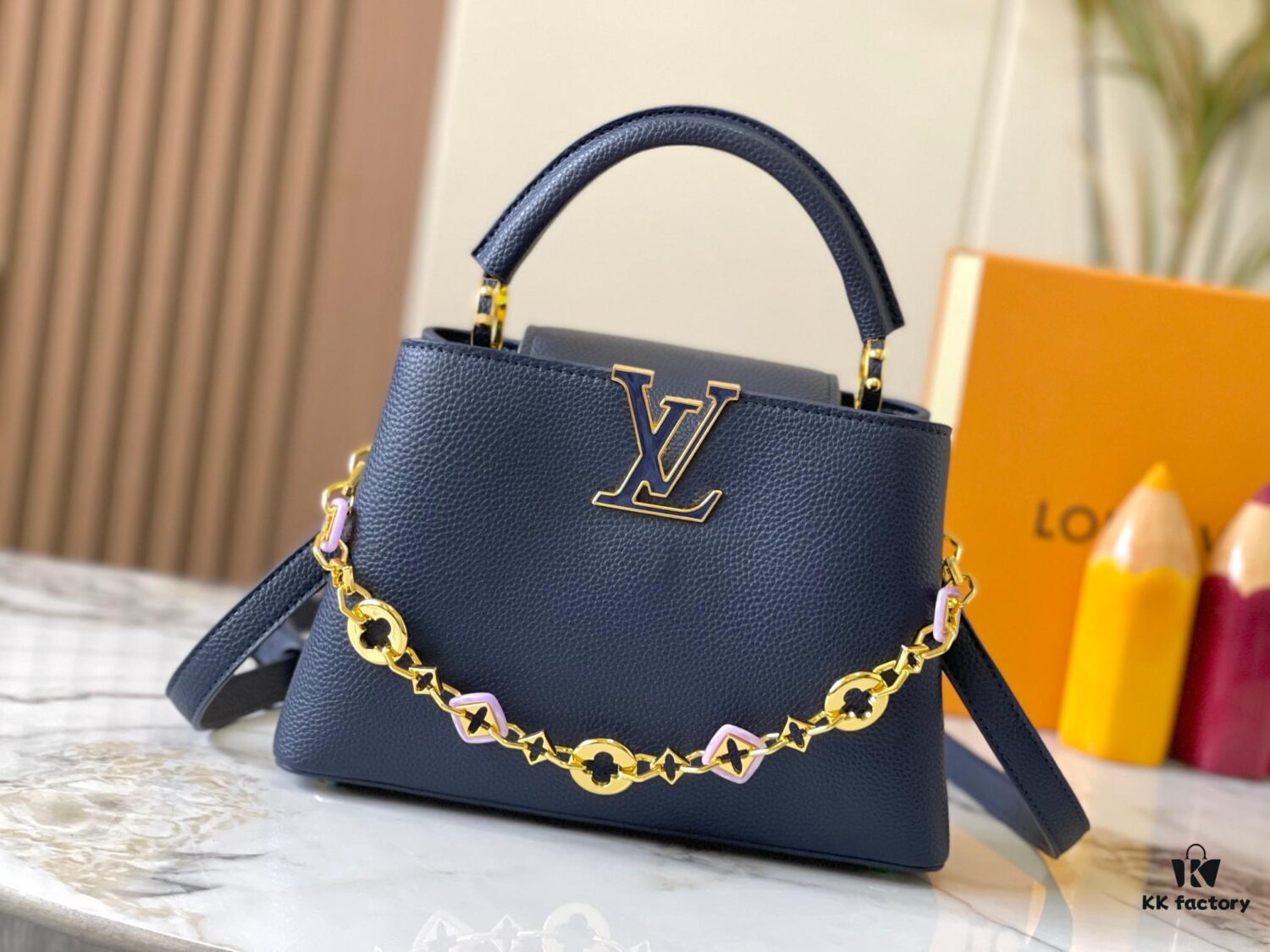 Guangzhou Stock Top Quality Original M14971 Blue Capucines BB Handbag