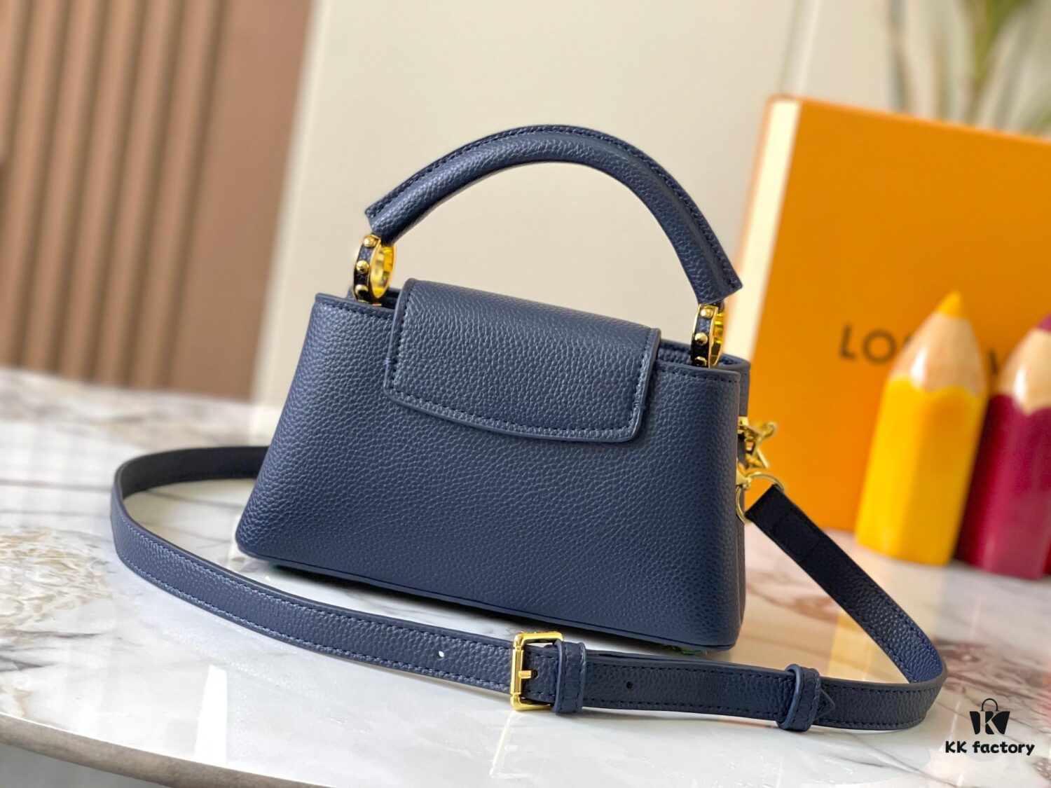 Guangzhou Stock Top Original M14393 Blue Capucines East West Mini Handbag