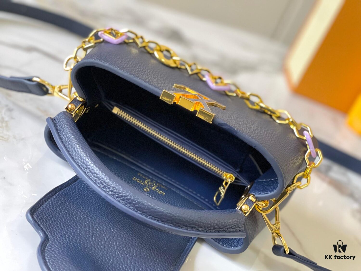 Guangzhou Stock Top Original M14393 Blue Capucines East West Mini Handbag