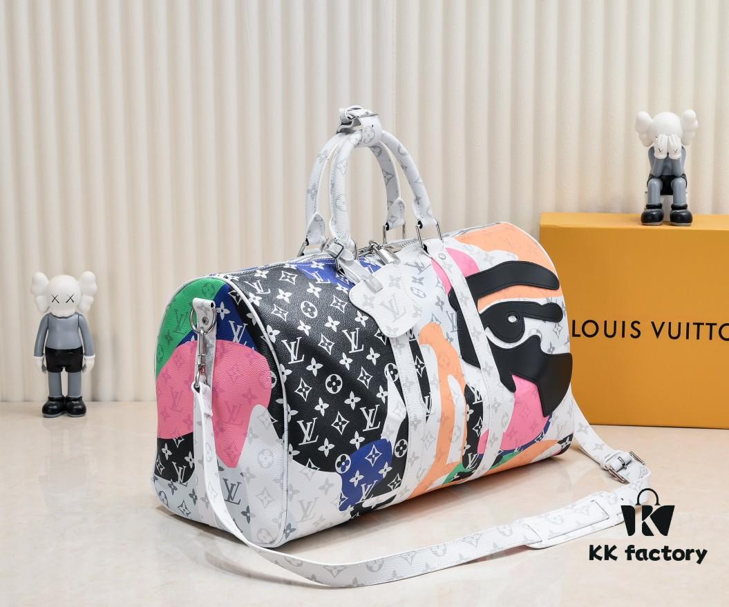 Keepall Bandoulière 45 Travel Bag in Monogram Coated Canvas and Cowhide Leather