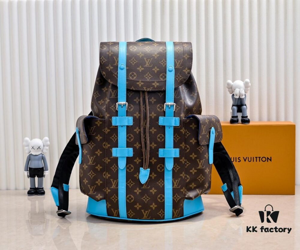 Louis Vuitton Colormania Collection Christopher Medium Backpack M12729 Monogram Blue and M13202 Monogram Ochre 41379