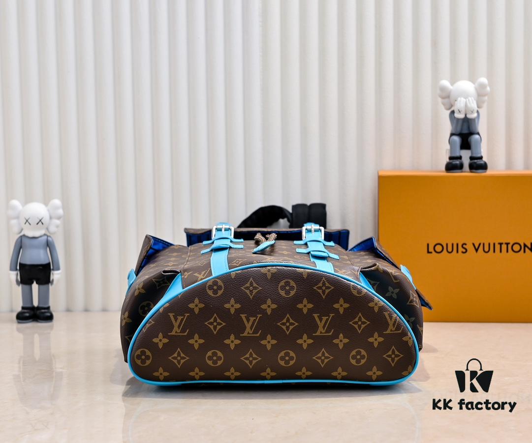 Louis Vuitton Colormania Collection Christopher Medium Backpack M12729 Monogram Blue and M13202 Monogram Ochre 41379