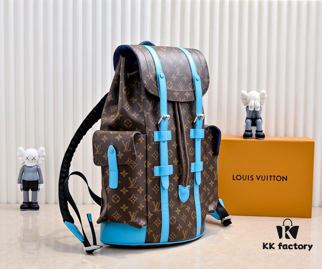 Louis Vuitton Colormania Collection Christopher Medium Backpack M12729 Monogram Blue and M13202 Monogram Ochre 41379