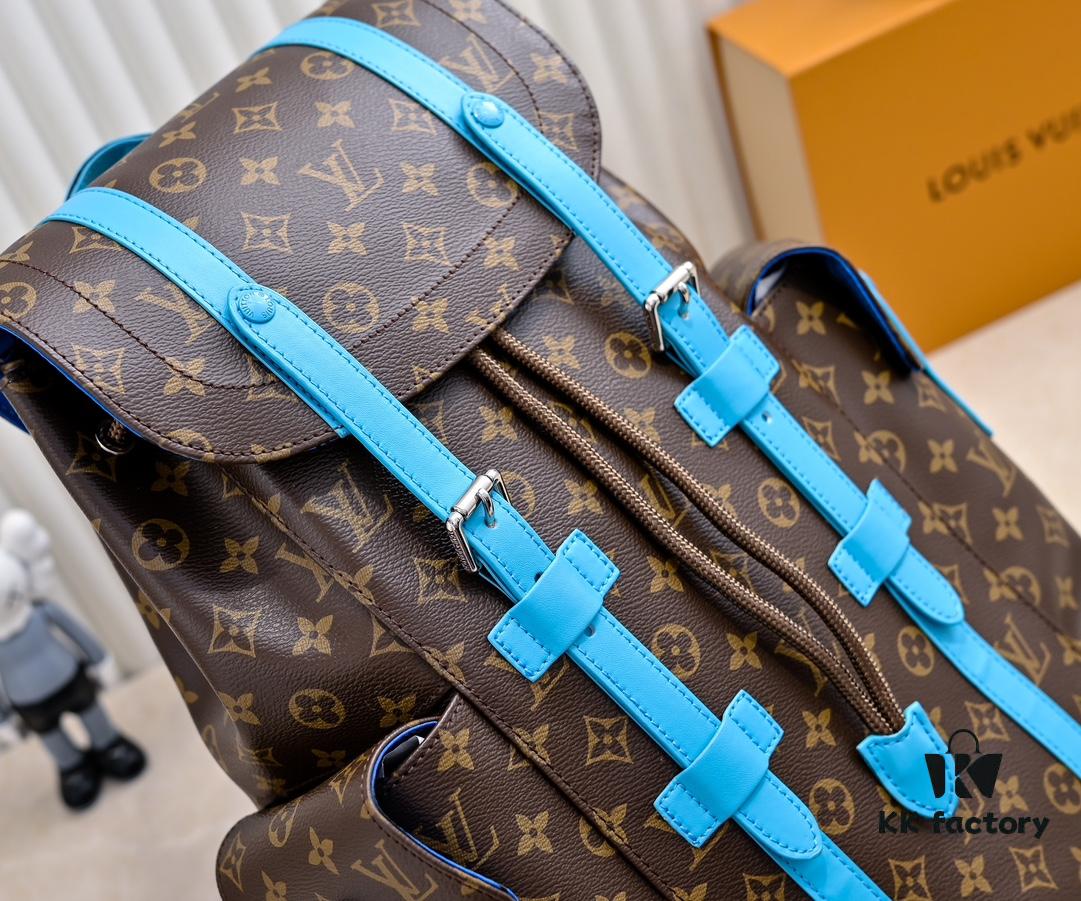 Louis Vuitton Colormania Collection Christopher Medium Backpack M12729 Monogram Blue and M13202 Monogram Ochre 41379