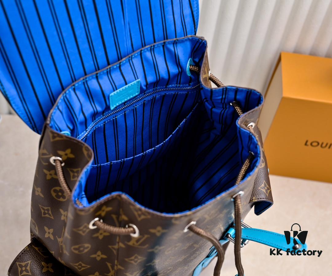 Louis Vuitton Colormania Collection Christopher Medium Backpack M12729 Monogram Blue and M13202 Monogram Ochre 41379