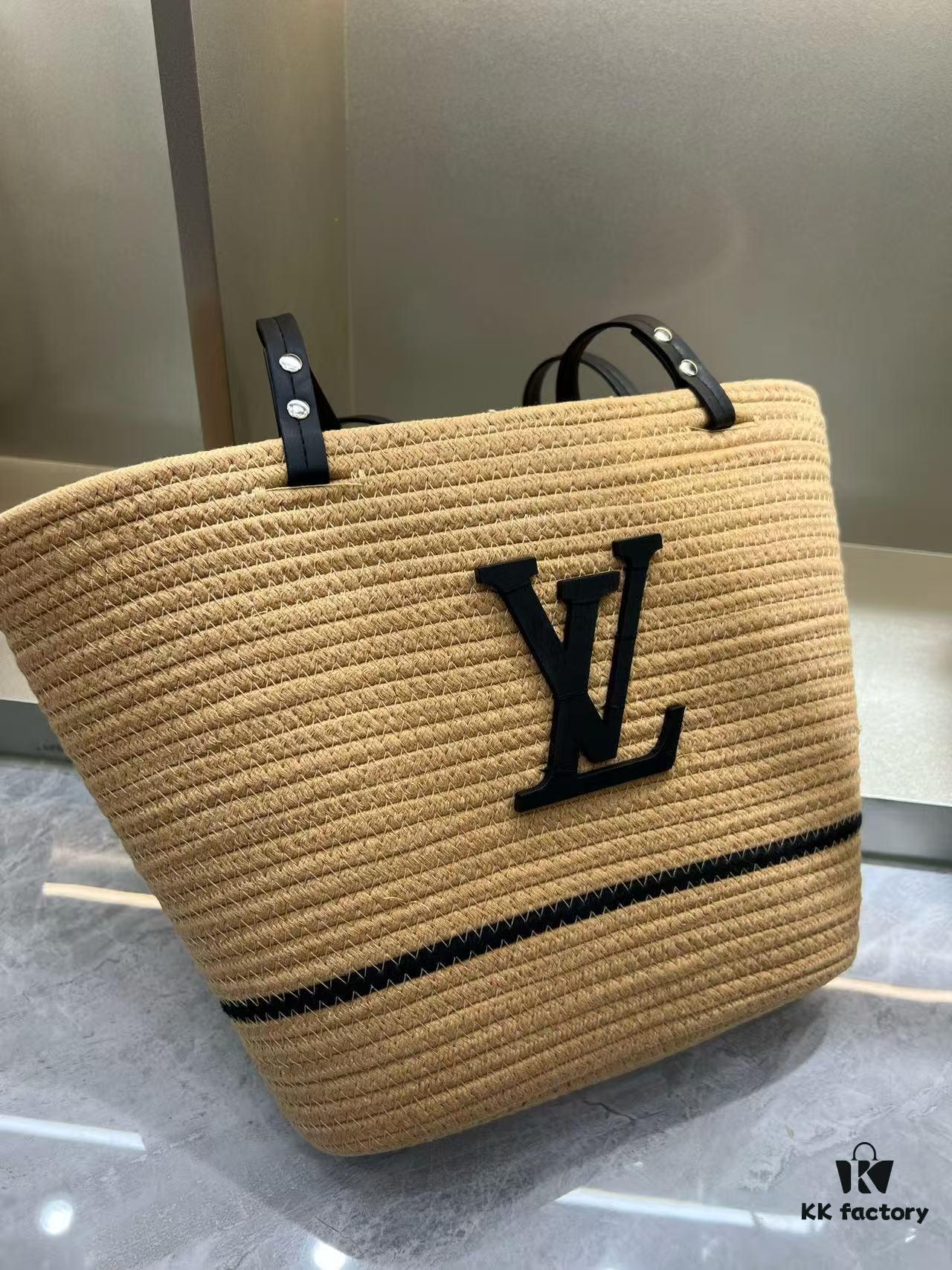 LV Summer New Arrival Woven Bag, Large-Capacity Tote, Vacation Beach Bag, Shoulder Bag 40.28