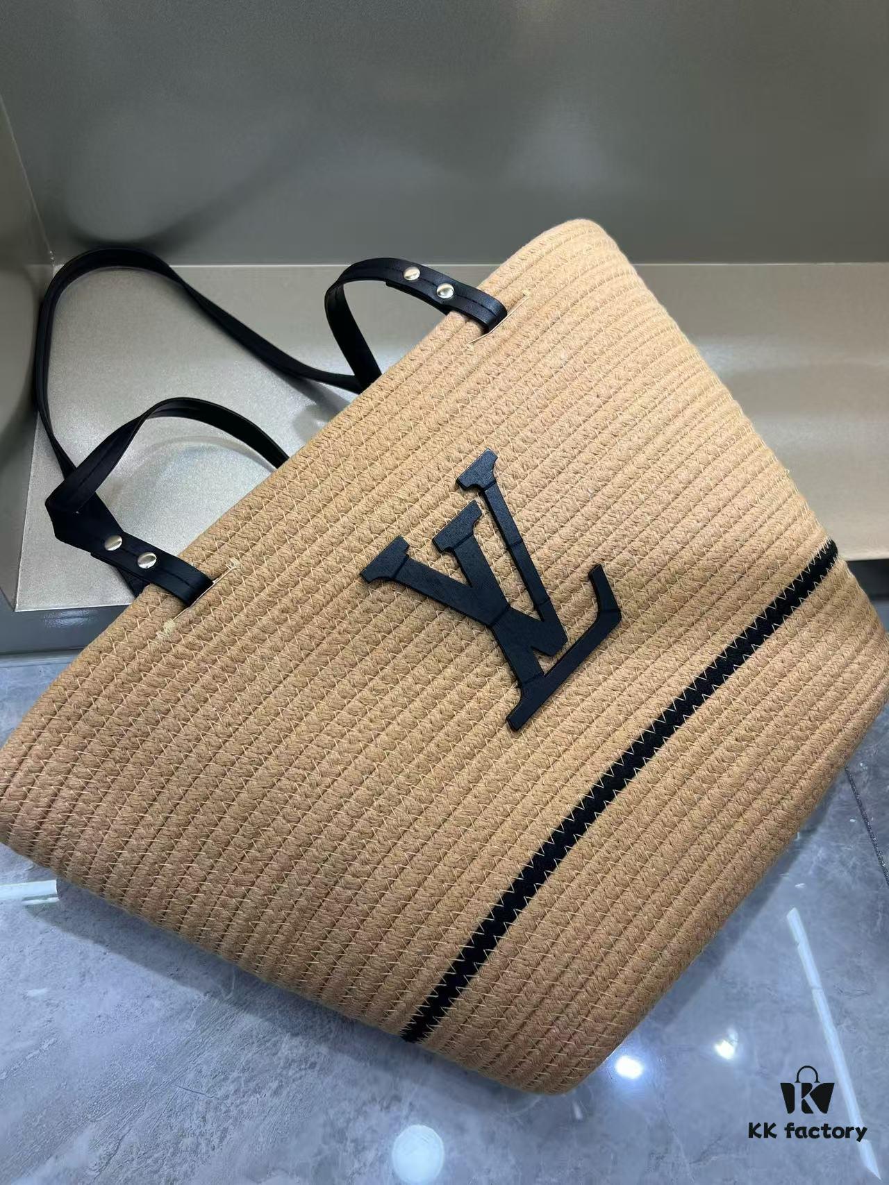 LV Summer New Arrival Woven Bag, Large-Capacity Tote, Vacation Beach Bag, Shoulder Bag 40.28