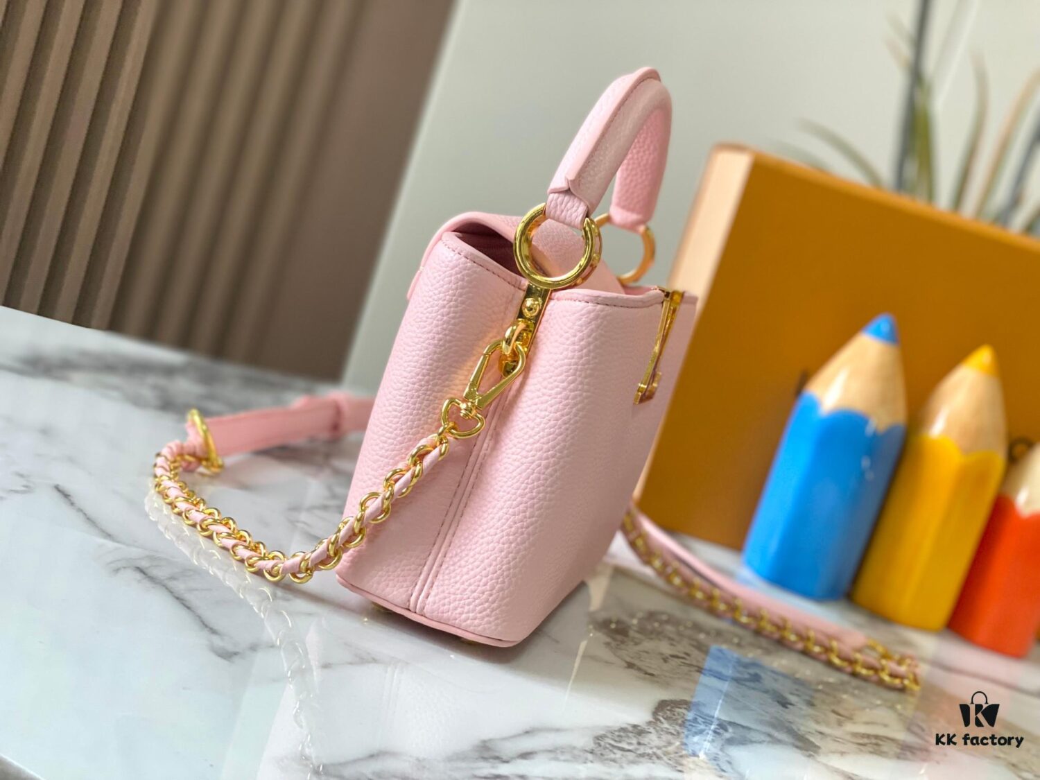 Upgraded M23082 Pink - Full Leather Cap, Na Ying Collection, Qixi Limited Edition / Mini Capucines BB Bag