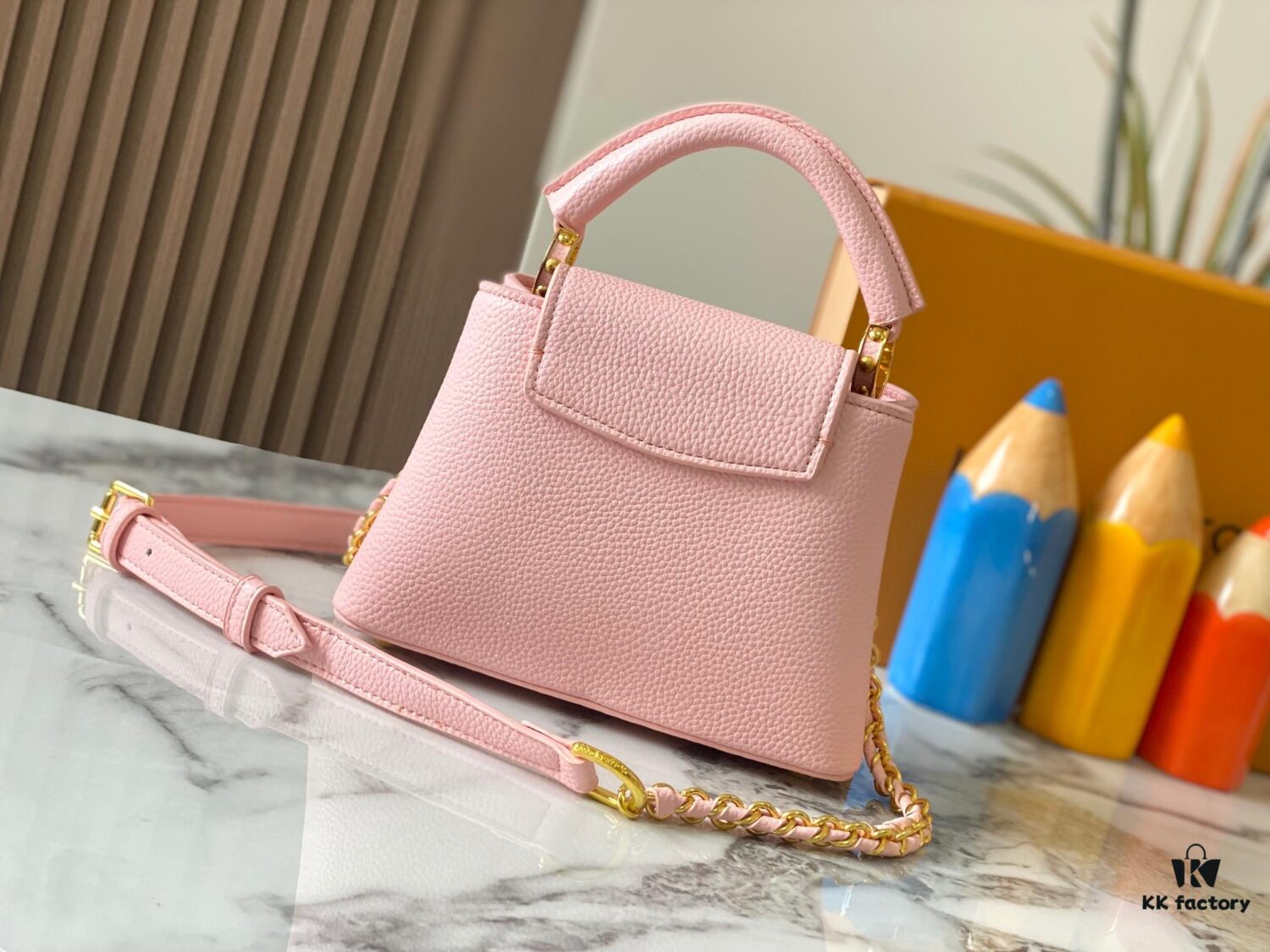 Upgraded M23082 Pink - Full Leather Cap, Na Ying Collection, Qixi Limited Edition / Mini Capucines BB Bag