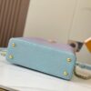 Upgraded M20841 Stellar Pearl Blue Shell Button Capucines MM Bag