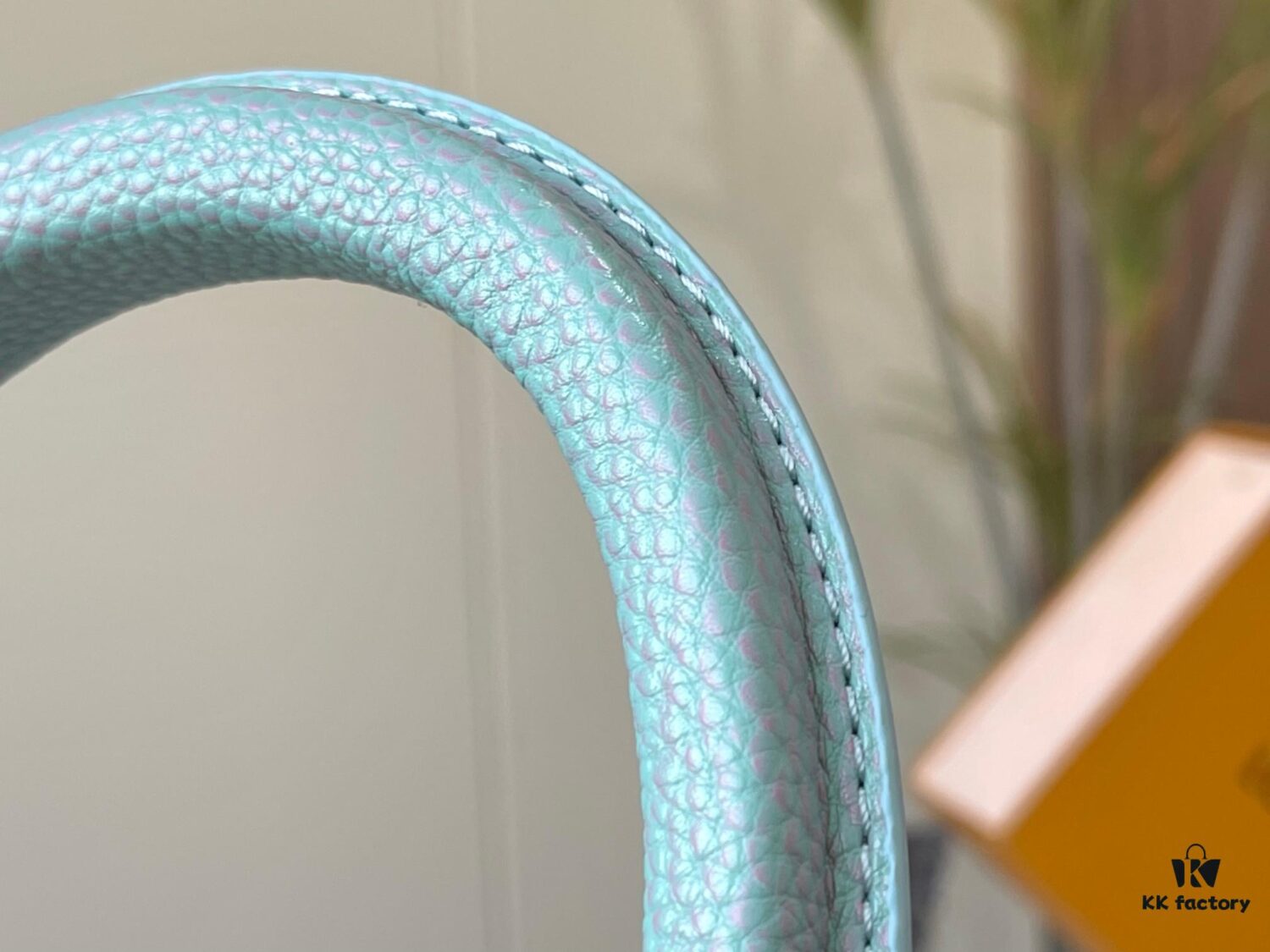 Upgraded M59868 Starlight Shimmer Blue Mother-of-Pearl Button Capucines BB Bag