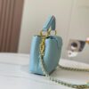 Upgraded M59850 Stellar Pearlized Blue Shell Button Capucines Mini Bag