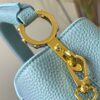 Upgraded M59850 Stellar Pearlized Blue Shell Button Capucines Mini Bag