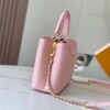 Upgraded M20841 Etoile Pearlized Pink Shell Button Capucines MM Handbag