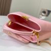Upgraded M20841 Etoile Pearlized Pink Shell Button Capucines MM Handbag