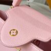 Upgraded M20841 Etoile Pearlized Pink Shell Button Capucines MM Handbag