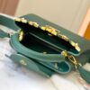 Upgraded M23766 Green and White Mother-of-Pearl Flower Crown Capucines Handbag