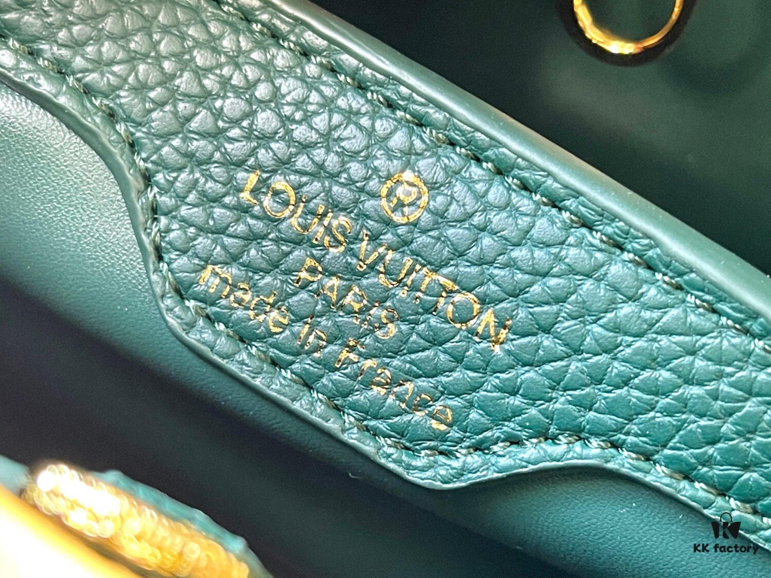 Upgraded M23766 Green and White Mother-of-Pearl Flower Crown Capucines Handbag