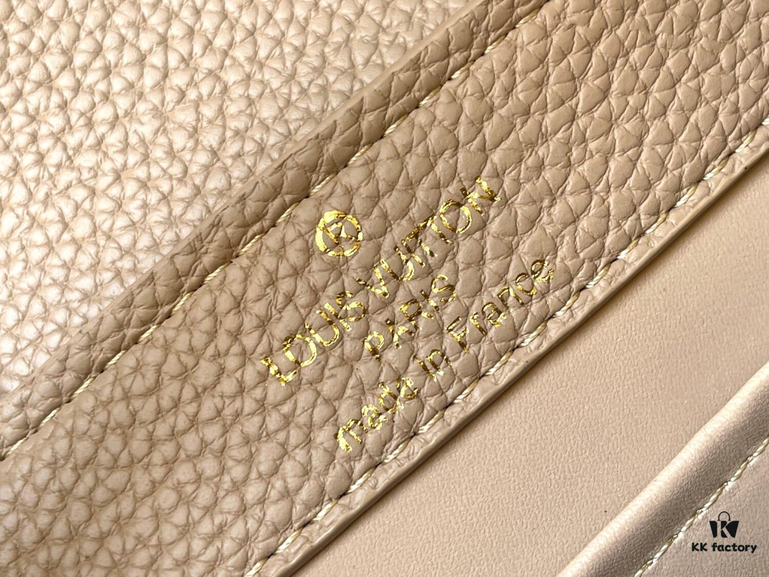 Upgraded M23765 Beige and White Mother-of-Pearl Flower Crown Capucines Handbag