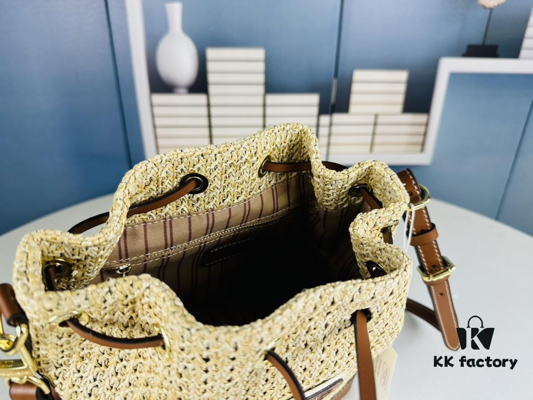 New Large Batch LV NOE PURSE Bucket Bag in Raffia Leather 'Little Burnt Dumpling'