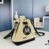 New Large Batch LV NOE PURSE Bucket Bag with Raffia and Leather Trim