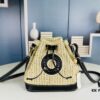 New Large Batch LV NOE PURSE Bucket Bag with Raffia and Leather Trim