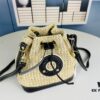 New Large Batch LV NOE PURSE Bucket Bag with Raffia and Leather Trim