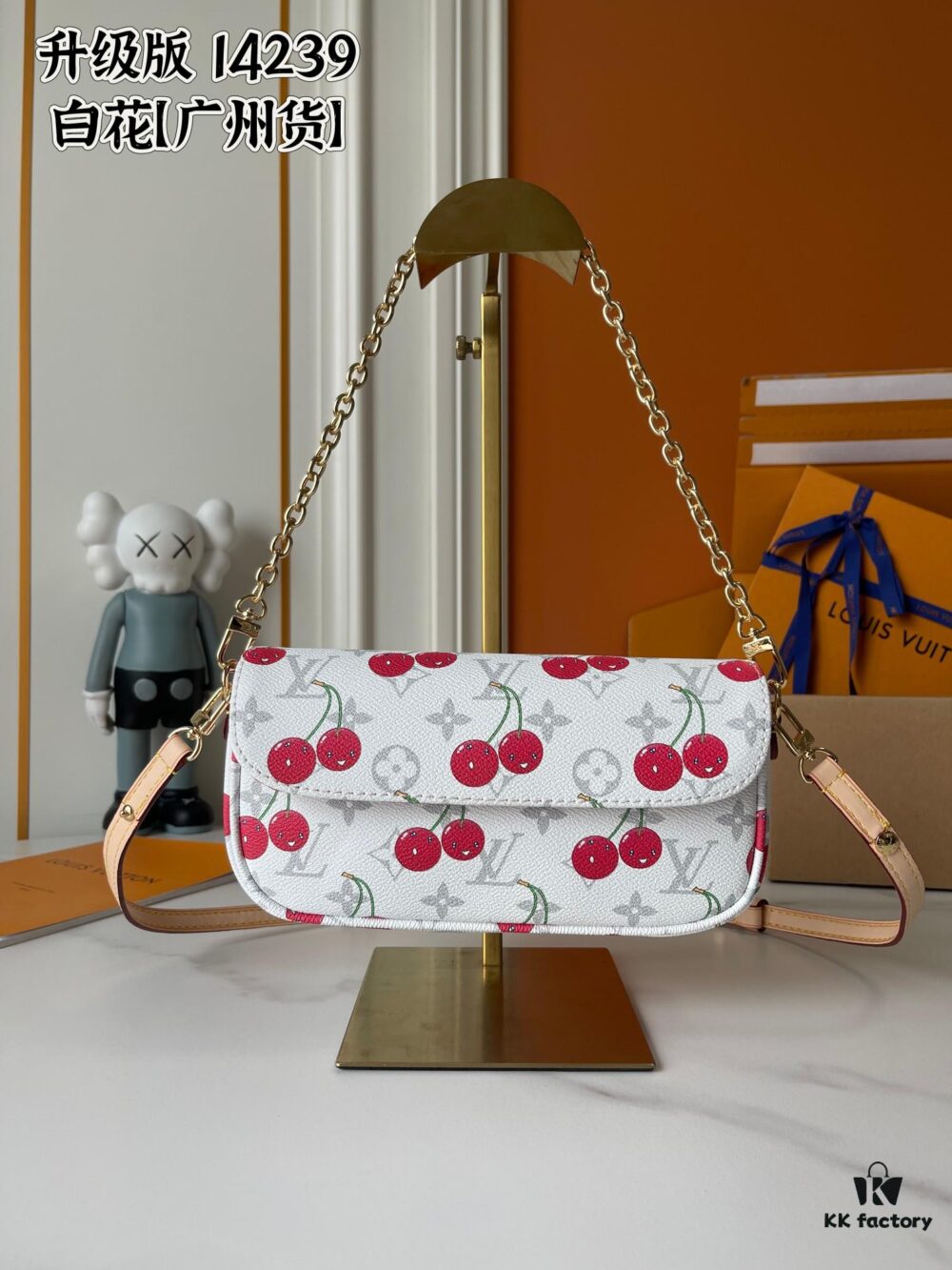 Upgraded Version 150 [Official Latest Model, Authentic Color Match] Cherry Chain Bag Underarm Bag with Exclusive Sticker LV M14239 M14231 M11299 Off-White M12778 Gray Floral M81992 M82110 Vintage Pattern M81911 Wallet on Chain Ivy Handbag