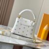 Guangzhou Stock Top Quality Original Capucines Mini Model: 14165 White Material: Canvas Graffiti Hardware Upgraded Features: LV Initials, Unique Edge Ring, Exquisite Monogram Flower on Flap