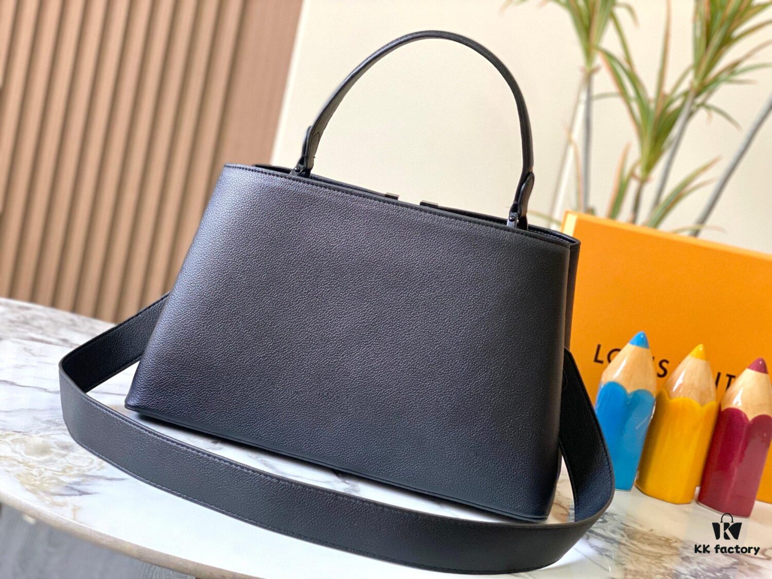 Upgraded Version M24880 Black Capucines Souple Large Handbag