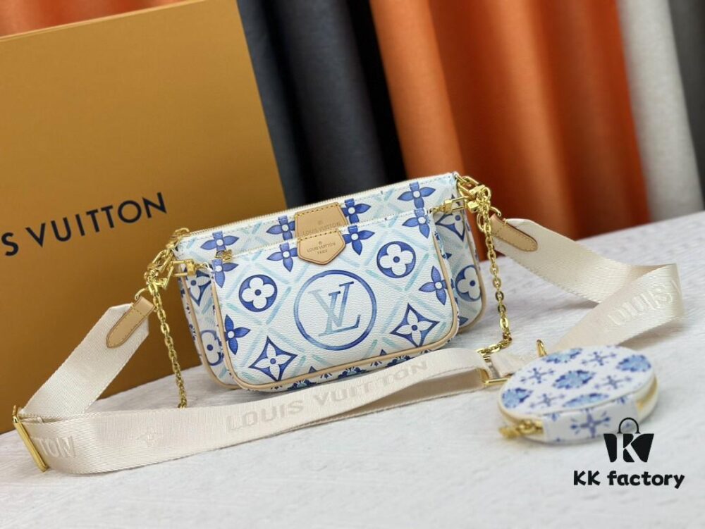 Upgraded M44823 M25374 Blue Five-in-One Mahjong Bag Collection, Latest Seasonal Multi Pochette Accessoires Handbag