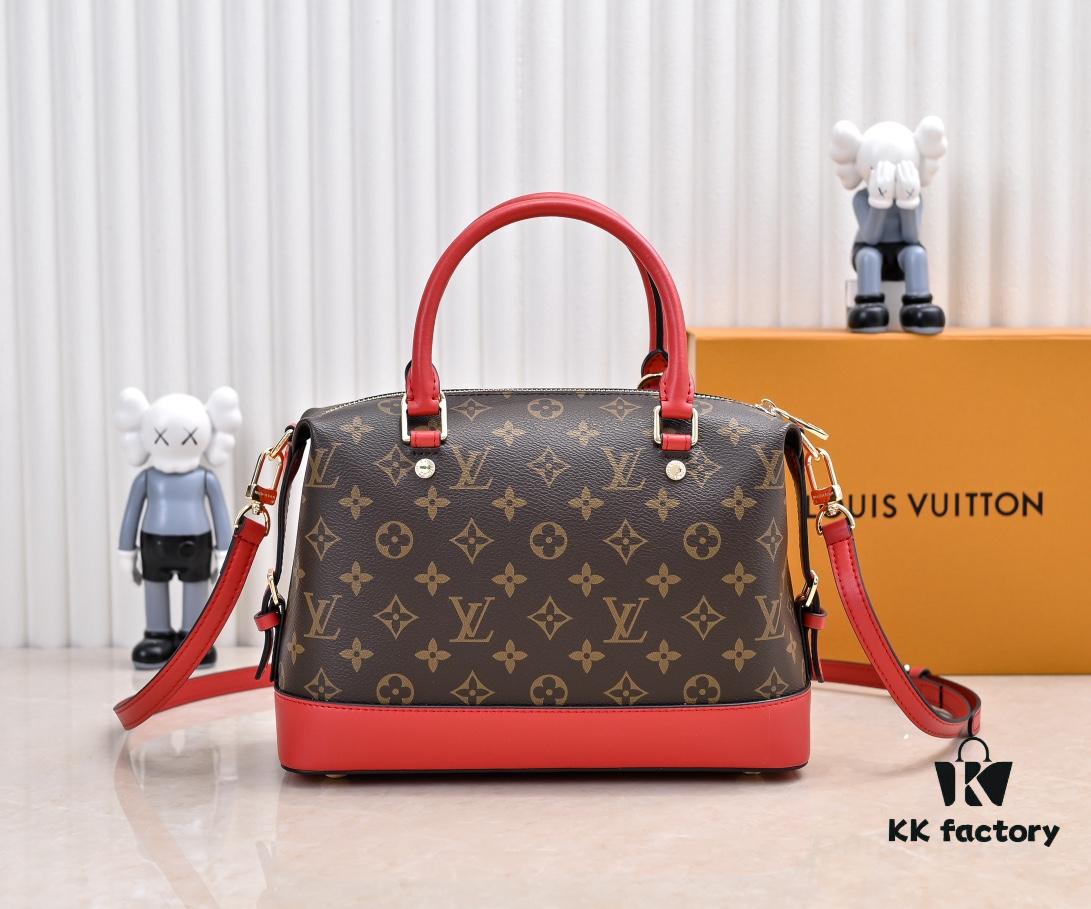 Exclusive Real Shot - Upgraded Version ‼️ LV Monogram with Leather Trim Handheld, Shoulder & Crossbody Bag Model M68169 with Long Strap, 2025 New Fashion Women's Bag, Monogram Leather Shoulder Strap, Genuine Leather Handbag, Large Capacity [Strong] Size: 28x20x11.5