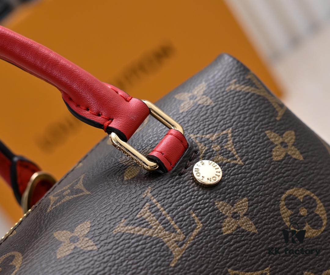 Exclusive Real Shot - Upgraded Version ‼️ LV Monogram with Leather Trim Handheld, Shoulder & Crossbody Bag Model M68169 with Long Strap, 2025 New Fashion Women's Bag, Monogram Leather Shoulder Strap, Genuine Leather Handbag, Large Capacity [Strong] Size: 28x20x11.5