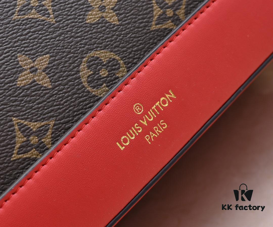 Exclusive Real Shot - Upgraded Version ‼️ LV Monogram with Leather Trim Handheld, Shoulder & Crossbody Bag Model M68169 with Long Strap, 2025 New Fashion Women's Bag, Monogram Leather Shoulder Strap, Genuine Leather Handbag, Large Capacity [Strong] Size: 28x20x11.5