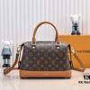 Exclusive Real Shot - Upgraded Version ‼️ LV Monogram with Leather Trim Handheld, Shoulder & Crossbody Bag Model M68169 with Long Strap, 2025 New Fashion Women's Bag, Monogram Leather Strap, Genuine Leather Handbag, Large Capacity [Strong] Size: 28x20x11.5