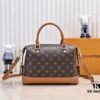 Exclusive Real Shot - Upgraded Version ‼️ LV Monogram with Leather Trim Handheld, Shoulder & Crossbody Bag Model M68169 with Long Strap, 2025 New Fashion Women's Bag, Monogram Leather Strap, Genuine Leather Handbag, Large Capacity [Strong] Size: 28x20x11.5
