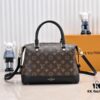 Exclusive Real Photo - Upgraded Version ‼️ LV Monogram with Leather Trim Handheld, Shoulder & Crossbody Bag, Model No. M68169, with Long Strap, 2025 New Fashion Women's Bag, Monogram Leather Strap, Full Leather Handbag, Large Capacity [Strong], Size: 28x20x11.5