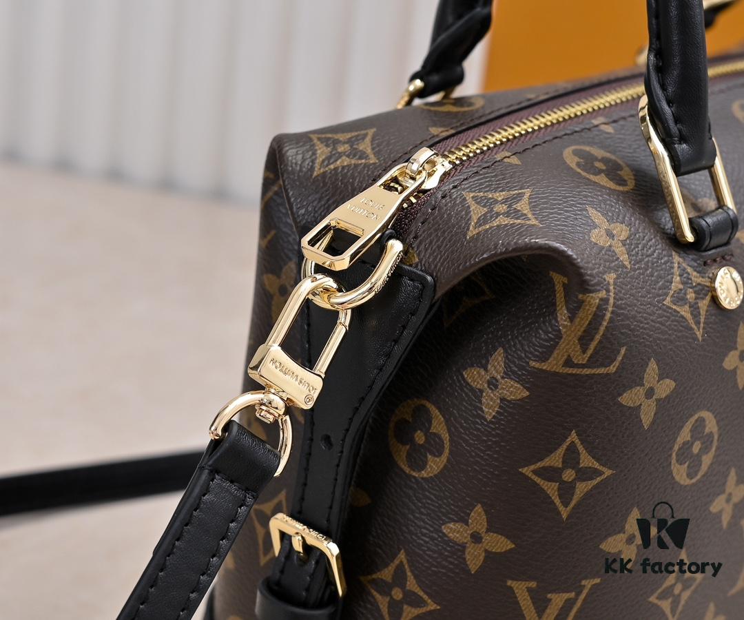 Exclusive Real Photo - Upgraded Version ‼️ LV Monogram with Leather Trim Handheld, Shoulder & Crossbody Bag, Model No. M68169, with Long Strap, 2025 New Fashion Women's Bag, Monogram Leather Strap, Full Leather Handbag, Large Capacity [Strong], Size: 28x20x11.5
