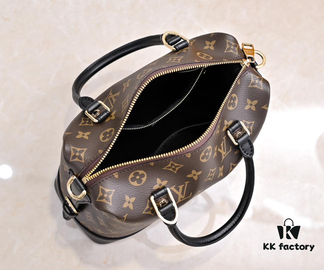 Exclusive Real Photo - Upgraded Version ‼️ LV Monogram with Leather Trim Handheld, Shoulder & Crossbody Bag, Model No. M68169, with Long Strap, 2025 New Fashion Women's Bag, Monogram Leather Strap, Full Leather Handbag, Large Capacity [Strong], Size: 28x20x11.5
