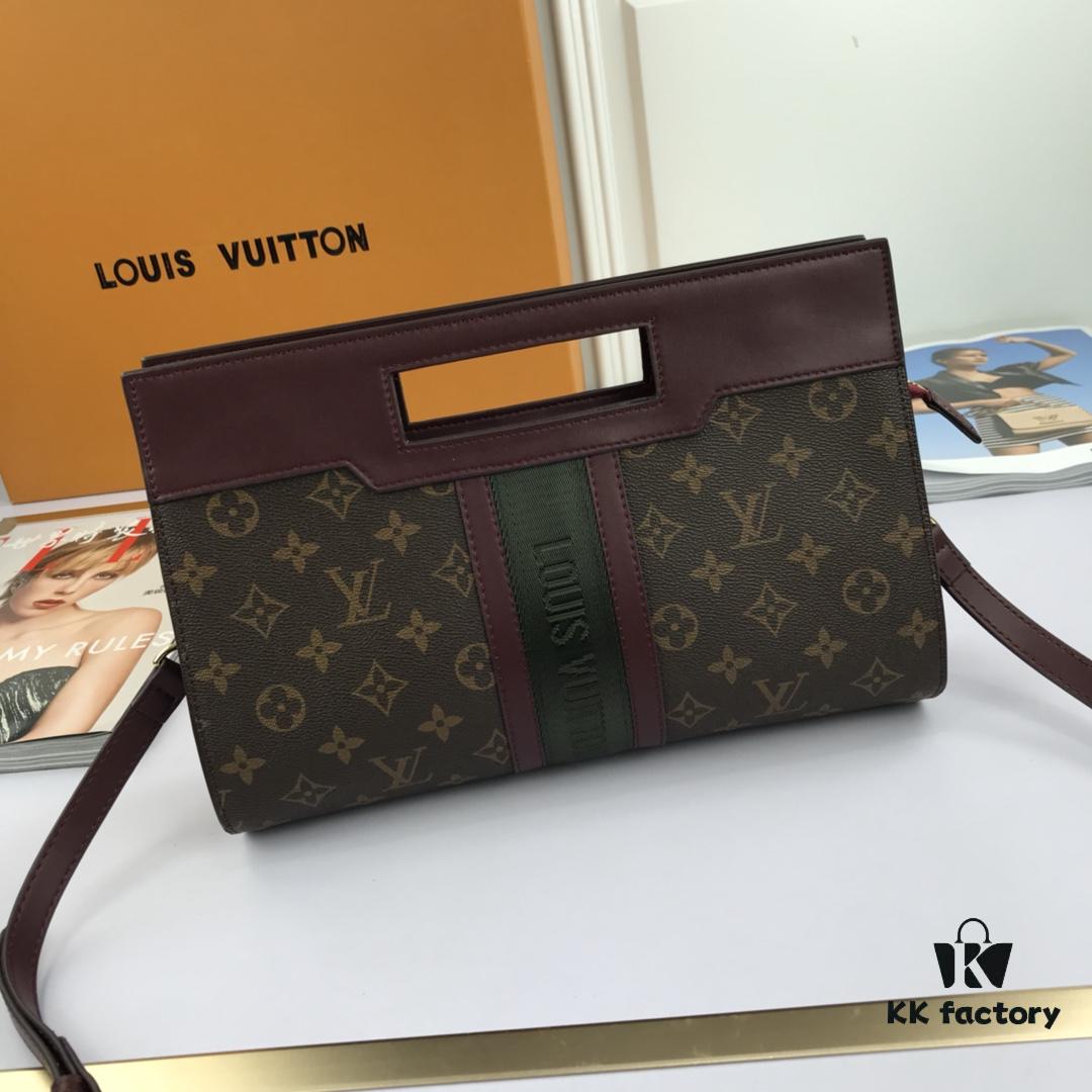 LV Handheld Bag with Long Strap, Super Practical, European Boutique Same Style, Made of Elegant Damier Ebene Classic Fabric, Lined with Unique Custom Foam Material, Wear-Resistant, Dirt-Resistant, Washable, Fashionable and Functional, Soft and Comfortable Body, Interior with Pockets, Large Capacity for Daily Needs, Model: 53666, Size: 30-19-8