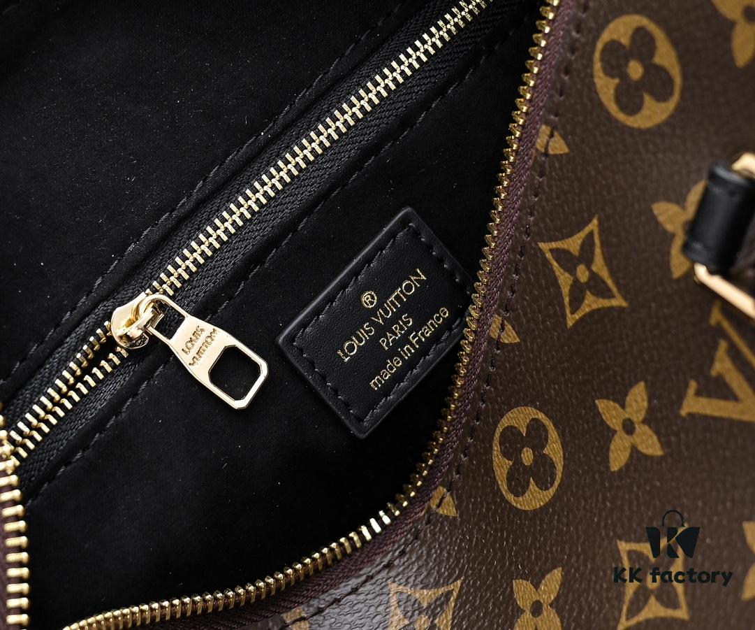 Exclusive Real Photo - Upgraded Version ‼️ LV Monogram with Leather Trim Handheld, Shoulder & Crossbody Bag, Model No. M68169, with Long Strap, 2025 New Fashion Women's Bag, Monogram Leather Strap, Full Leather Handbag, Large Capacity [Strong], Size: 28x20x11.5