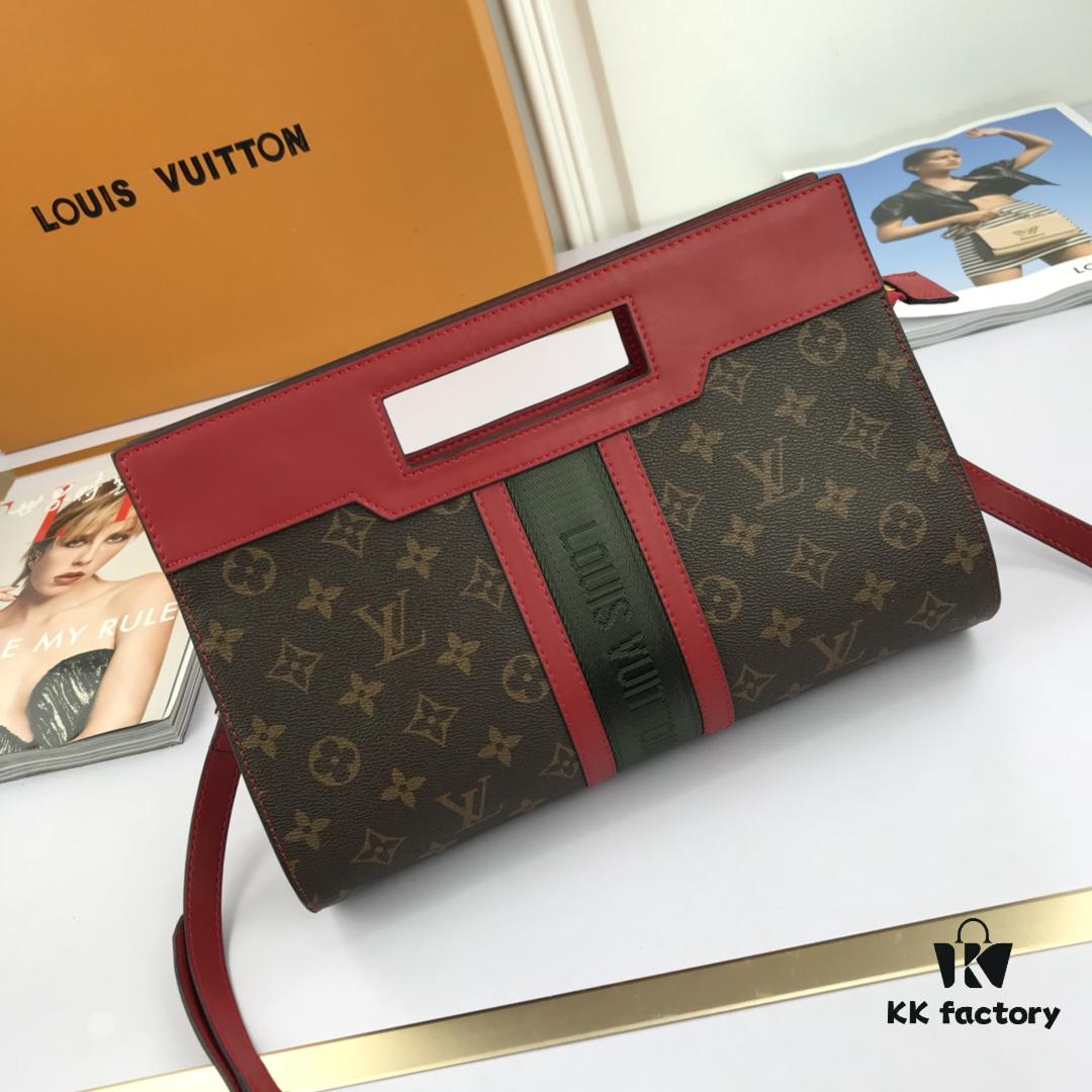 LV Handheld Bag with Long Strap, Super Practical, European Boutique Same Style, Made of Elegant Damier Ebene Classic Fabric, Lined with Unique Custom Foam Material, Wear-Resistant, Dirt-Resistant, Washable, Fashionable and Functional, Soft and Comfortable Body, Interior with Pockets, Large Capacity for Daily Needs, Model: 53666, Size: 30-19-8